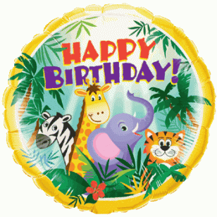 Jungle Animals Happy Birthday Balloon